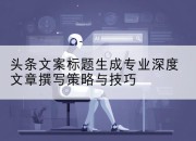 头条文案标题生成专业深度文章撰写策略与技巧