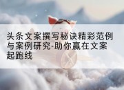 头条文案撰写秘诀精彩范例与案例研究-助你赢在文案起跑线