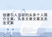 创建引人注目的头条个人简介文案、头条文章文案及关注文案