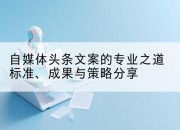 自媒体头条文案的专业之道标准、成果与策略分享