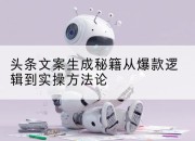 头条文案生成秘籍从爆款逻辑到实操方*