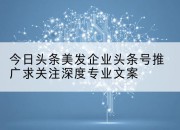 今日头条美发企业头条号推广求关注深度专业文案