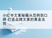 小红书文案秘籍从范例到口碑-打造品牌文案的黄金法则