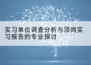 实习单位调查分析与顶岗实习报告的专业探讨