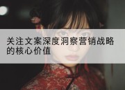 关注文案深度洞察营销战略的核心价值