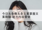 今日头条微头条文案掌握文案精髓-助力内容营销