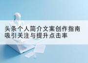 头条个人简介文案创作指南吸引关注与提升点击率