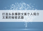 打造头条爆款文案个人简介文案的秘密武器