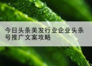 今日头条美发行业企业头条号推广文案攻略