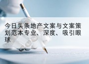 今日头条地产文案与文案策划范本专业、深度、吸引眼球