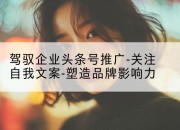 驾驭企业头条号推广-关注自我文案-塑造品牌影响力