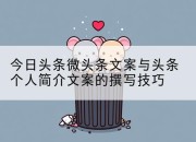 今日头条微头条文案与头条个人简介文案的撰写技巧