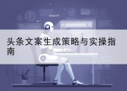 头条文案生成策略与实操指南