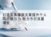 打造头条爆款文案提升个人简介吸引力-助力今日流量增长