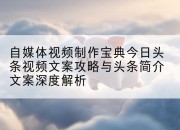自媒体视频制作宝典今日头条视频文案攻略与头条简介文案深度解析