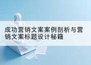 成功营销文案案例剖析与营销文案标题设计秘籍